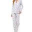 Jaclyn Intimates Roudelain Printed Notch-collar Top & Pants Pajama Set Star White Duo