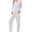 Jaclyn Intimates Roudelain Printed Notch-collar Top & Pants Pajama Set Star White Duo