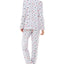 Jaclyn Intimates Roudelain Printed Notch-collar Top & Pants Pajama Set Star White Duo