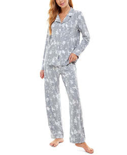 Jaclyn Intimates Roudelain Printed Notch-collar Top & Pants Pajama Set Tie Dye thumbnail 2