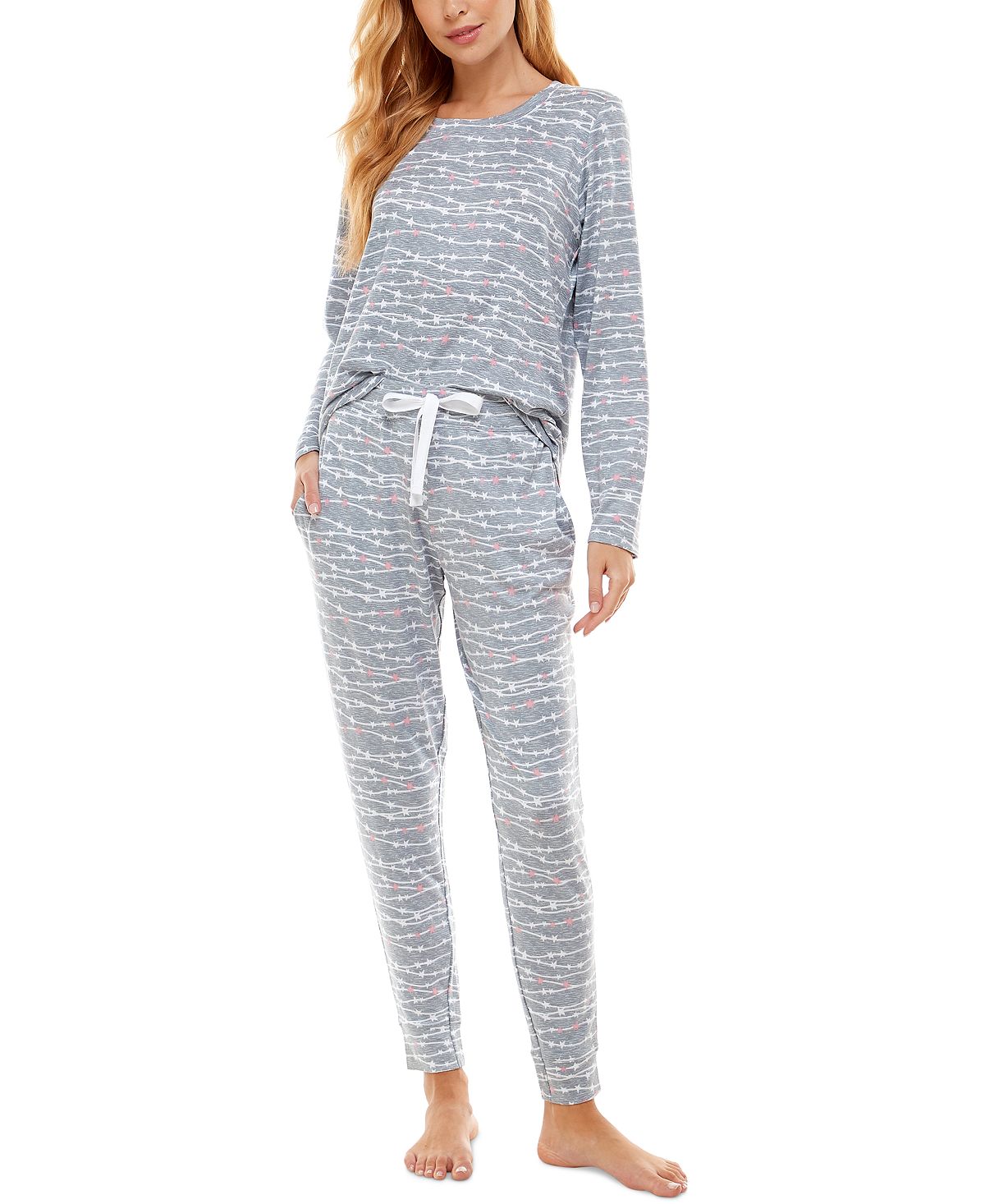 Jaclyn Intimates Super-soft Jogger Pants Pajama Set Star Garland Tradewinds