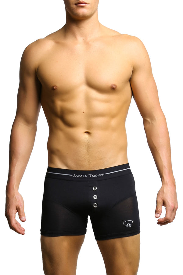 James Tudor Black Button Fly Boxer - XSmall