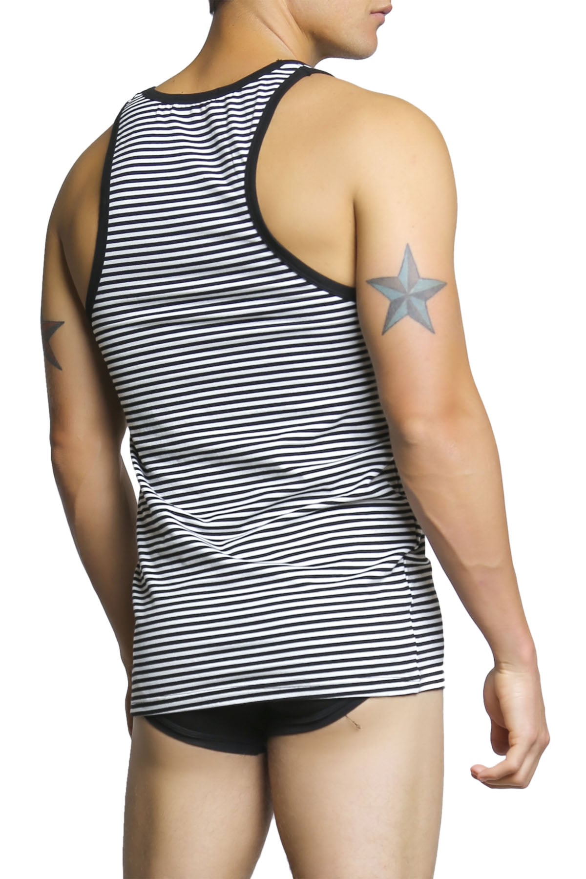James Tudor Black Regal Striped Tank