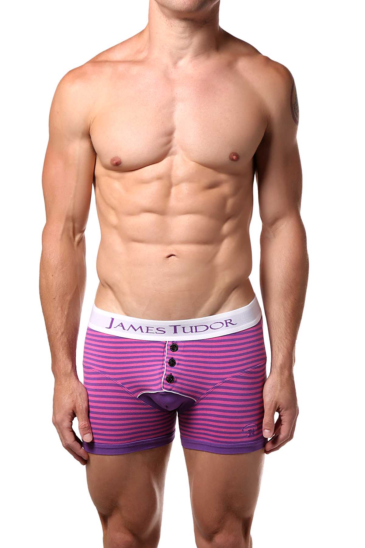 James Tudor Pink Stripe Boxer Brief