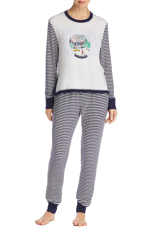 Jane & Bleeker Bloomie's Navy-Striped Exclusive Pajama Set