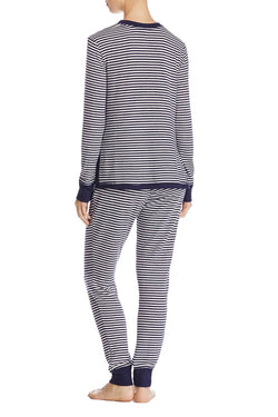 Jane & Bleeker Bloomie's Navy-Striped Exclusive Pajama Set thumbnail 3