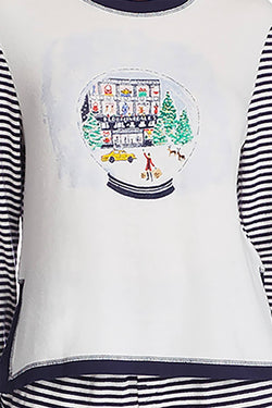 Jane & Bleeker Bloomie's Navy-Striped Exclusive Pajama Set thumbnail 2