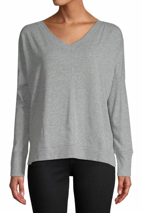 Jane and Bleecker Grey V-Neck Long-Sleeve Sleep Top