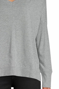 Jane and Bleecker Grey V-Neck Long-Sleeve Sleep Top thumbnail 3