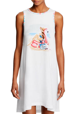 Jane and Bleeker White Big Beach Bag Bloomies Exclusive Knit Lounge Dress thumbnail 1