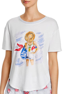 Jane and Bleeker White Bloomies Exclusive Beach Girl Tee thumbnail 1