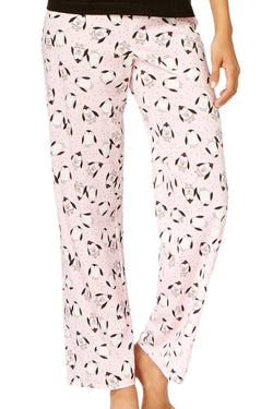 Jenni By Jennifer Moore Black/Pink Penguins Knit Top & Printed Pant Pajama Set thumbnail 2