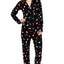 Jenni By Jennifer Moore Black String-of-Light Hooded/Footed Printed Pajama Jumpsuit