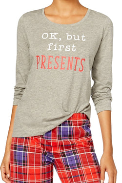 Jenni By Jennifer Moore Holiday-Plaid Knit Top & Printed Pant Pajama Set thumbnail 2
