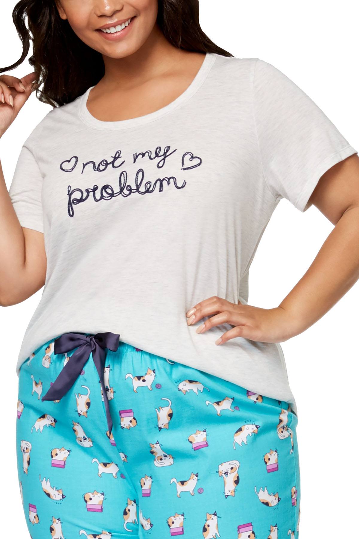 Jenni By Jennifer Moore PLUS Grey Not-My-Problem Embroidered Top