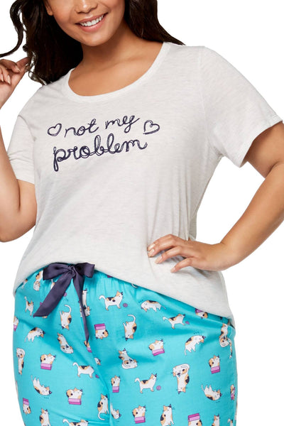 Jenni By Jennifer Moore PLUS Grey Not-My-Problem Embroidered Top