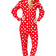 Jenni By Jennifer Moore Red Big-Dots Hooded/Footed Printed Pajama Jumpsuit