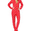 Jenni By Jennifer Moore Red Big-Dots Hooded/Footed Printed Pajama Jumpsuit