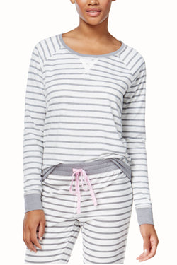 Jenni Comfy Lounge Top in Grey Stripe thumbnail 1
