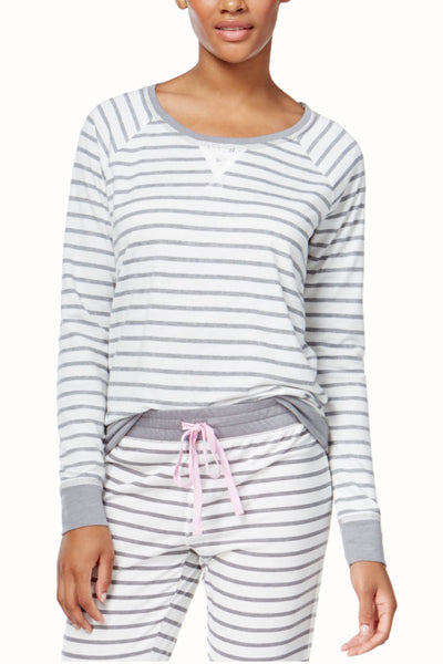 Jenni Comfy Lounge Top in Grey Stripe