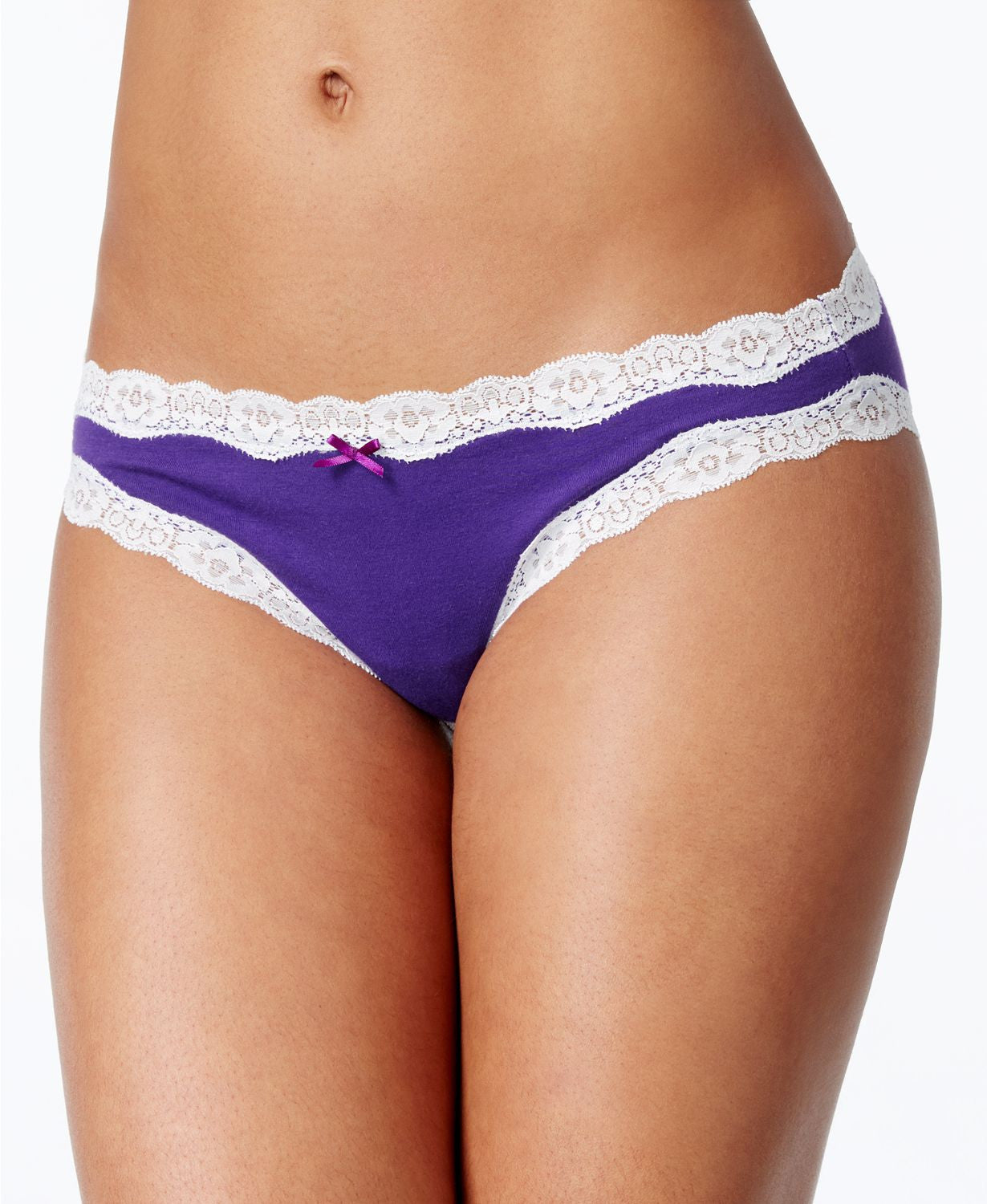 Jenni Cotton Lace Trim Bikini in Purple
