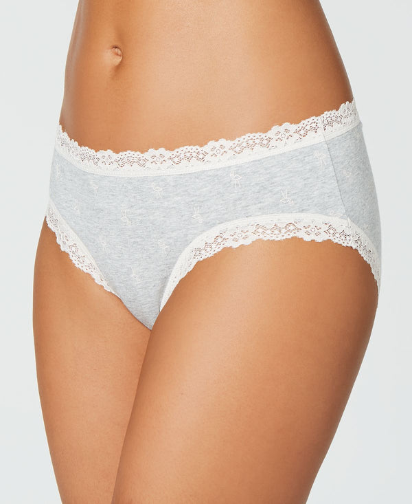 Jenni Cotton Lace Trim Hipster Underwear Flamingos