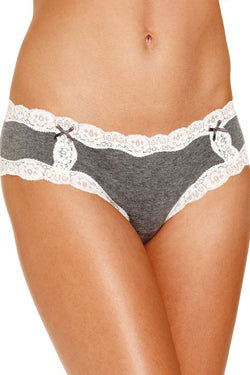Jenni Cotton Lace Trim Hipster in Charcoal thumbnail 1