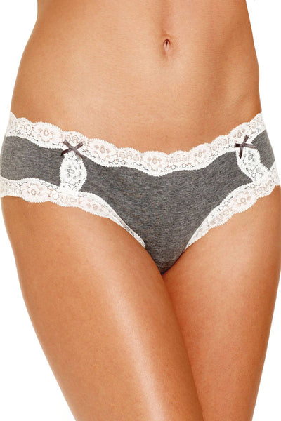 Jenni Cotton Lace Trim Hipster in Charcoal