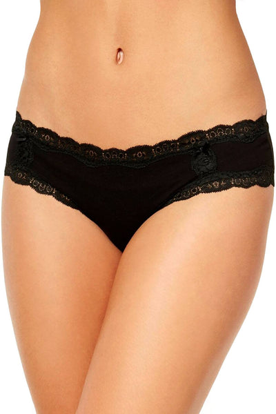 Jenni Cotton Lace Trim Hipster in Classic Black