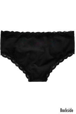 Jenni Cotton Lace Trim Hipster in Classic Black thumbnail 2