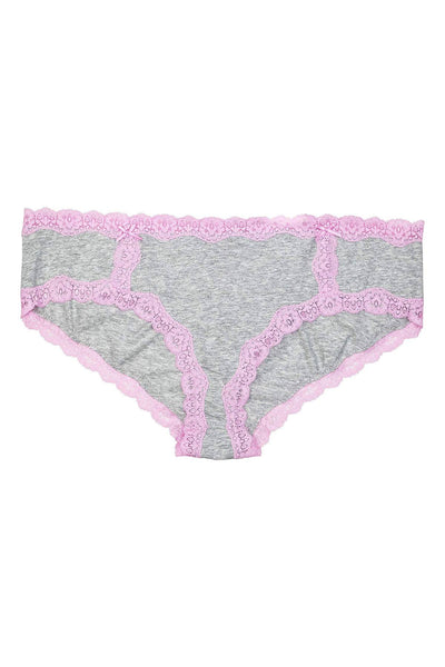 Jenni Cotton Lace Trim Hipster in Heather Pink