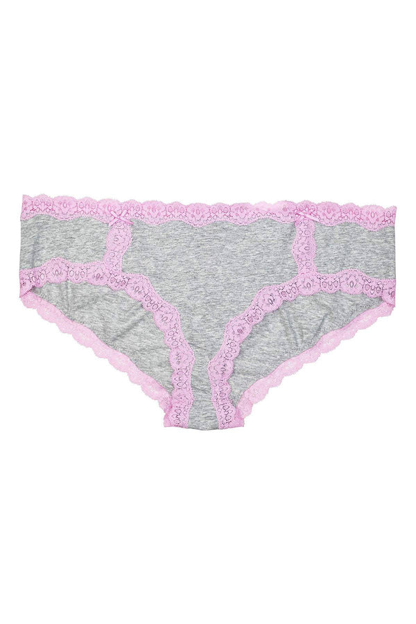 Jenni Cotton Lace Trim Hipster in Heather Pink