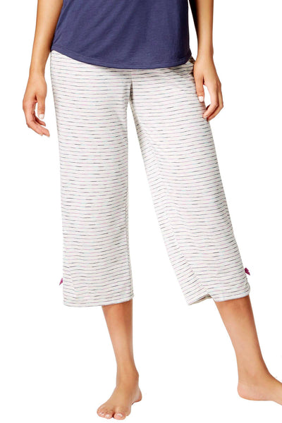 Jenni Cropped Sleep Pant in Grey SpaceDye Stripe