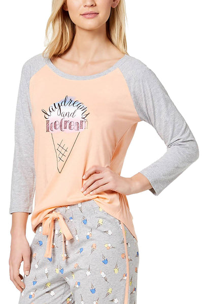Jenni Graphic Print Baseball Tee in Daydream Ice Cream Peach