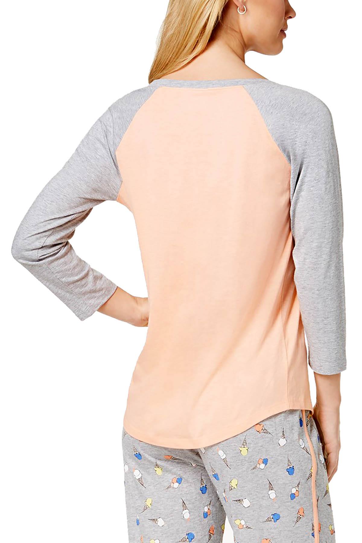Jenni Graphic Print Baseball Tee in Daydream Ice Cream Peach