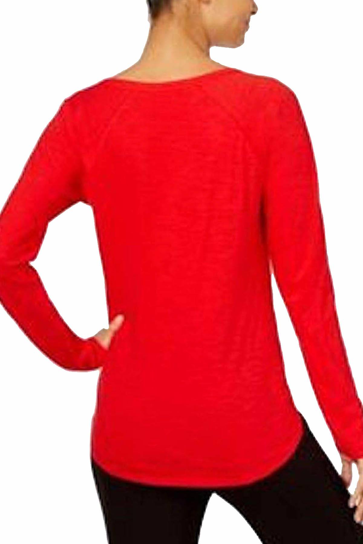 Jenni Graphic Print Henley in Coal Again Red