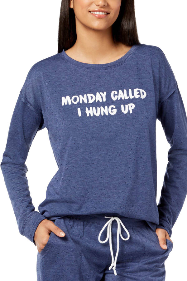 Jenni Graphic Print Long Sleeve Lounge Tee in Monday Blue