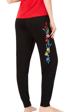 Jenni  Jogger Lounge Pant in Wildflower Embroidered Black thumbnail 3