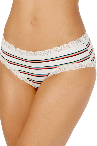 Jenni Lace Trim Brief in Rainbow Stripe Cream