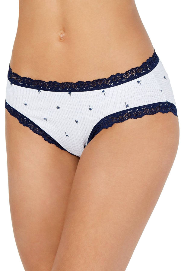 Jenni Lace Trim Cotton Hipster in Striped Palm