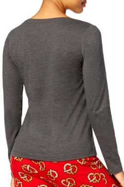 Jenni Long Sleeve Pajama Top in Dark Heather Grey thumbnail 2