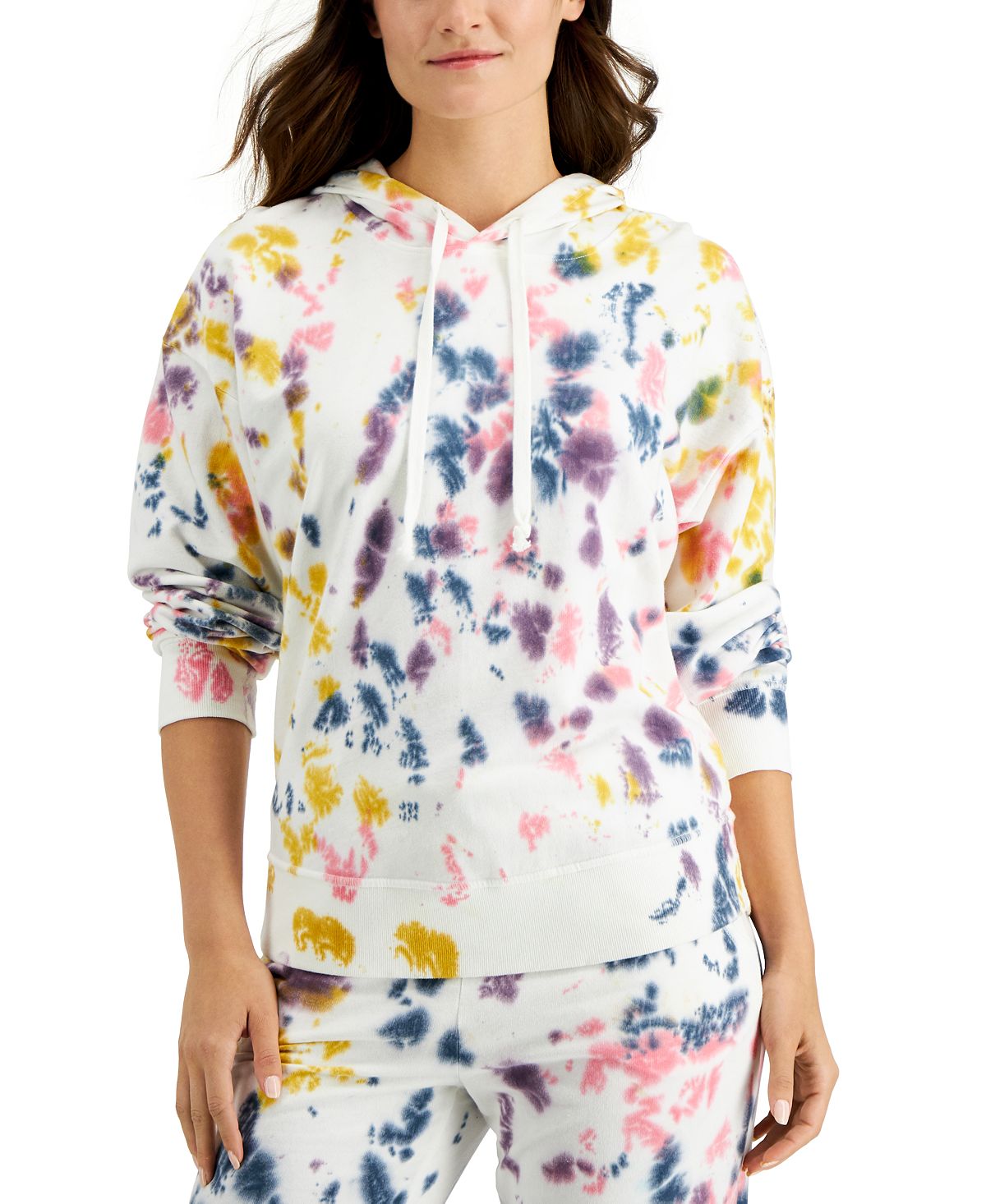 Jenni On Repeat Hooded Pajama Top Bold Tiedye