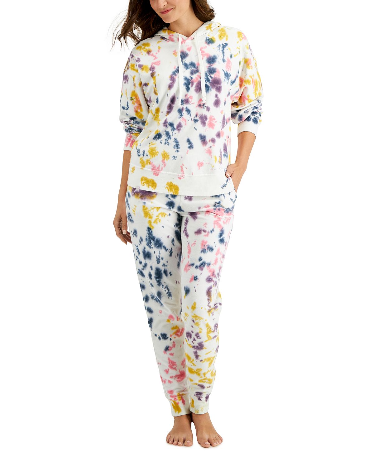 Jenni On Repeat Hooded Pajama Top Bold Tiedye