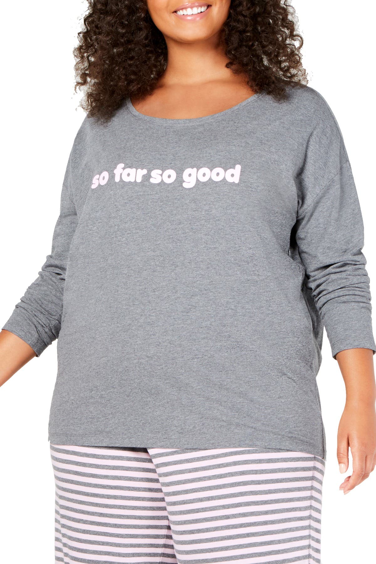 Jenni PLUS Cotton Graphic Lounge Tee in Grey Heather