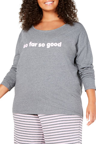 Jenni PLUS Cotton Graphic Lounge Tee in Grey Heather