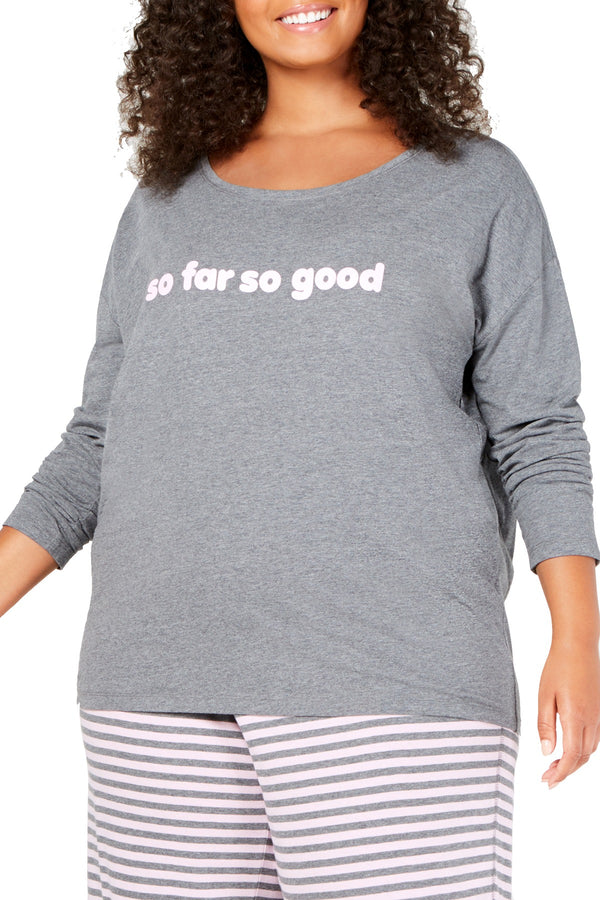 Jenni PLUS Cotton Graphic Lounge Tee in Grey Heather