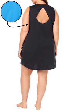 Jenni PLUS Embroidered PeekaBoo Back Sleepshirt in Blue Vacay thumbnail 3
