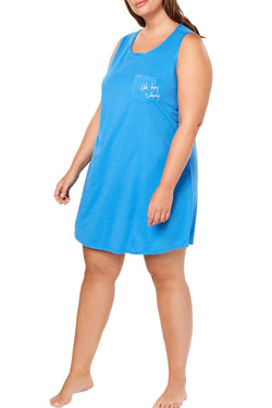 Jenni PLUS Embroidered PeekaBoo Back Sleepshirt in Blue Vacay thumbnail 2