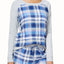 Jenni Panel Lounge Top in Navy Plaid
