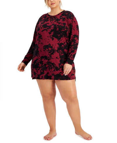 Jenni Plus Printed Sleep Shirt Plum Wine Td